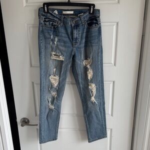 Distressed Blue Jeans